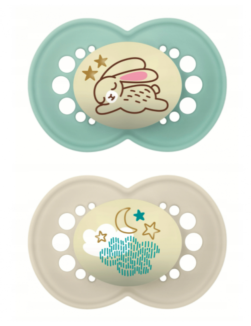MAM BABY Smoczek uspokajający Orginal Silky Night +6 m 2 szt