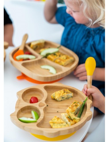 ECORASCALS Miseczka trójdzielna Bambusowa pomarańczowa  z przyssawką