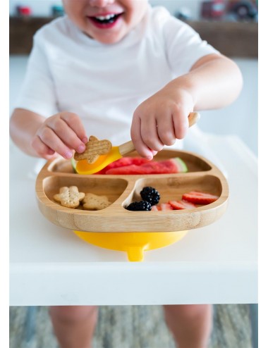 ECORASCALS Miseczka trójdzielna Bambusowa pomarańczowa  z przyssawką