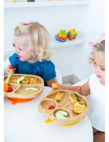 ECORASCALS Miseczka trójdzielna Bambusowa pomarańczowa  z przyssawką