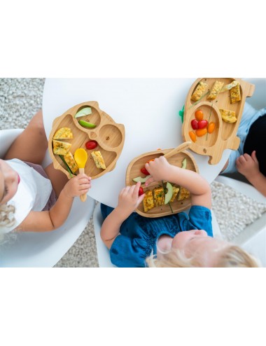 ECORASCALS Miseczka trójdzielna Bambusowa pomarańczowa  z przyssawką