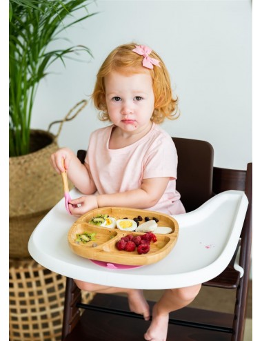 ECORASCALS Miseczka trójdzielna Bambusowa pomarańczowa  z przyssawką