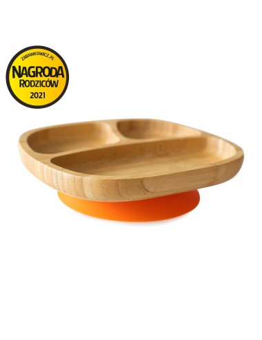 ECORASCALS Miseczka trójdzielna Bambusowa pomarańczowa  z przyssawką