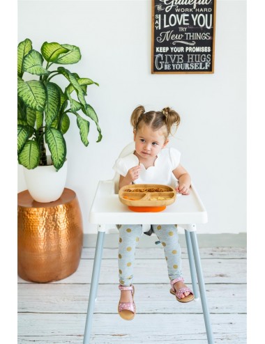 ECORASCALS Miseczka trójdzielna Bambusowa pomarańczowa  z przyssawką