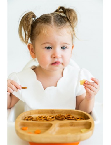 ECORASCALS Miseczka trójdzielna Bambusowa pomarańczowa  z przyssawką