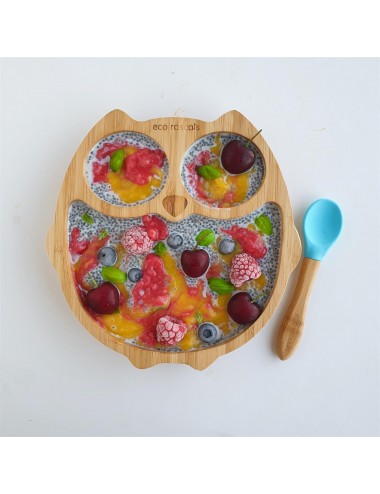 ECORASCALS Miseczka bambusowa niebieska Sowa