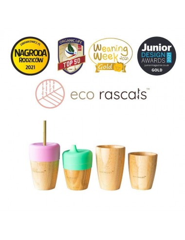 ECORASCALS Kubek bambusowy o pojemności 240 ml z silikonową nakładką w kolorze niebieski