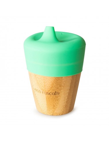 ECORASCALS Kubek bambusowy o pojemności 190 ml z silikonową nakładką w kolorze zielonym