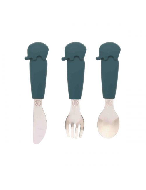 ECORASCALS Zestaw sztućców słonik TEAL