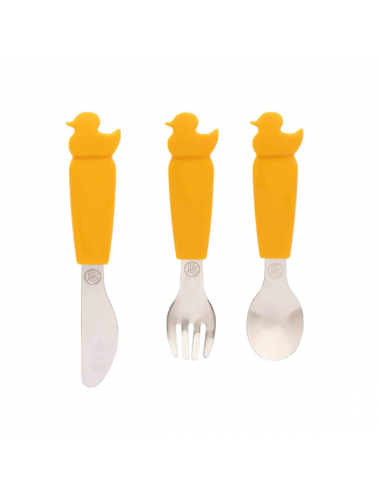 ECORASCALS Zestaw sztućców kaczuszka MUSTARD